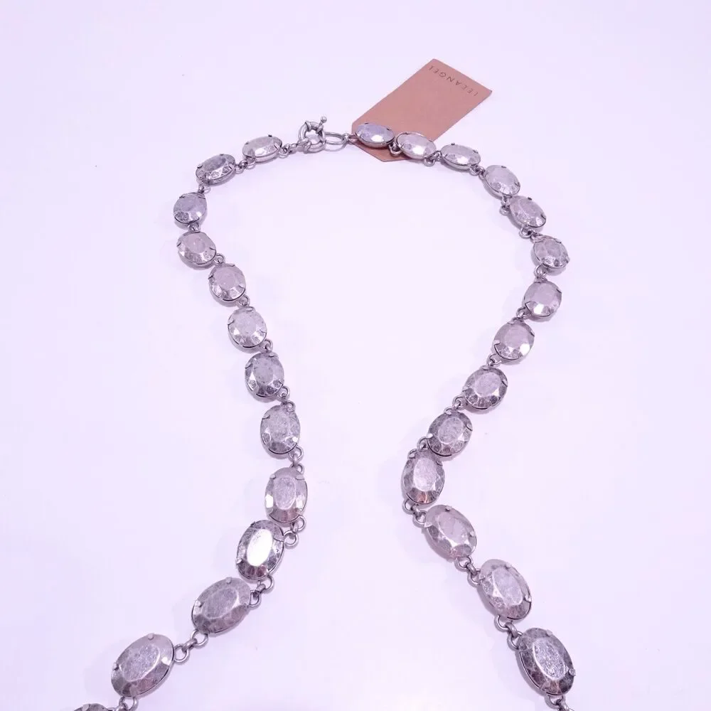 Lee Angel Neiman Marcus PIPER Antique Silver Bubble Oval LONG Necklace NWT 289